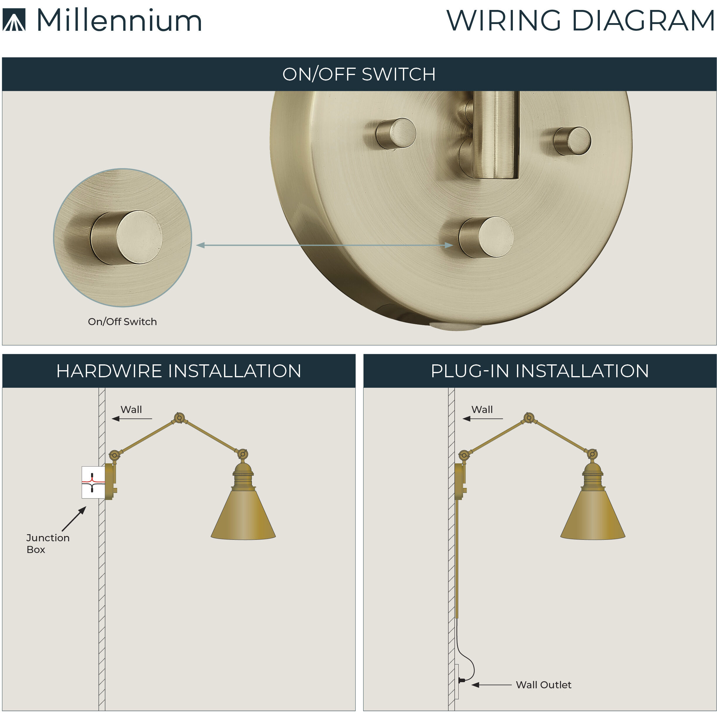 Evonne 24 inch 60.00 watt Modern Gold Swing Arm Sconce Wall Light